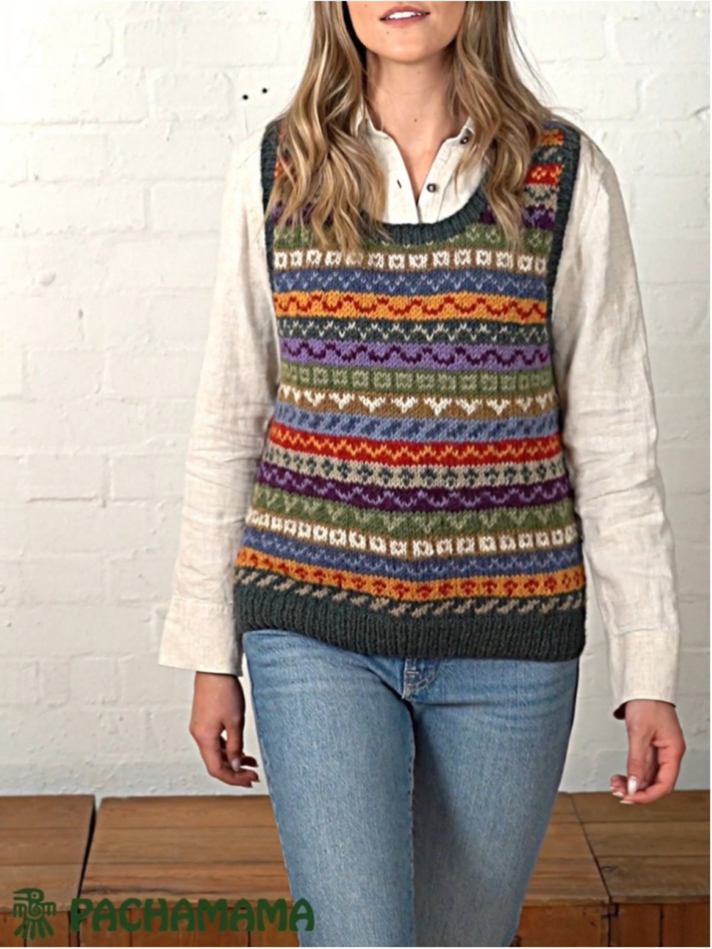 Handmade Pachamama Fair Isle Wool Vest